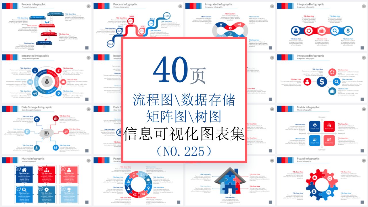 40页 NO.225 流程矩阵数据信息可视化PPT图表