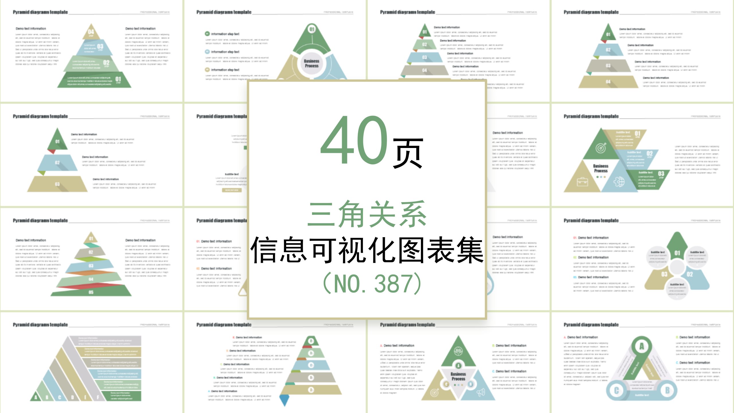 40页 NO.387 三角关系信息可视化PPT图表
