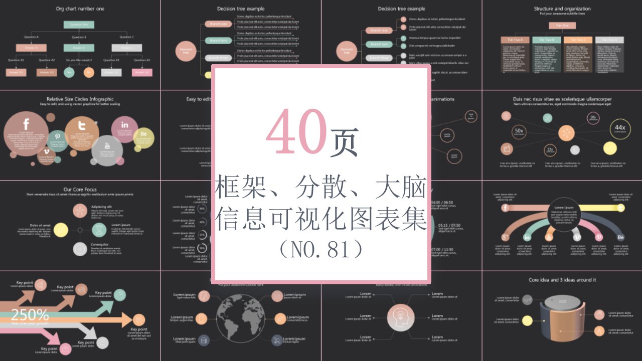 40页 NO.081 框架、分散关系信息可视化PPT图表