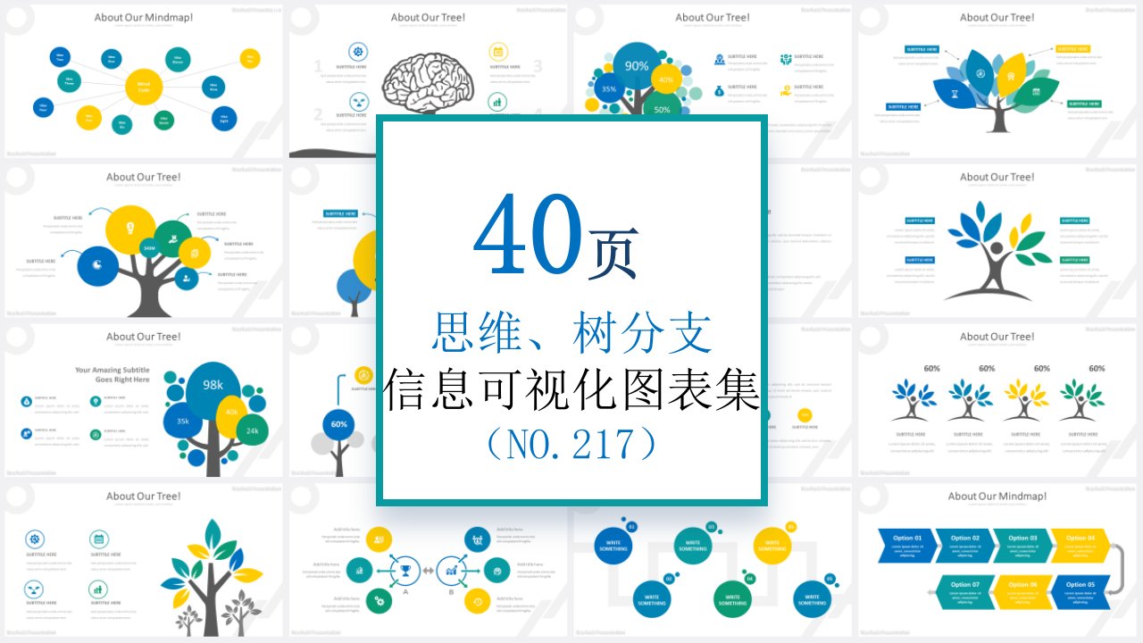 40页 NO.217 四维大脑树矢量信息可视化PPT