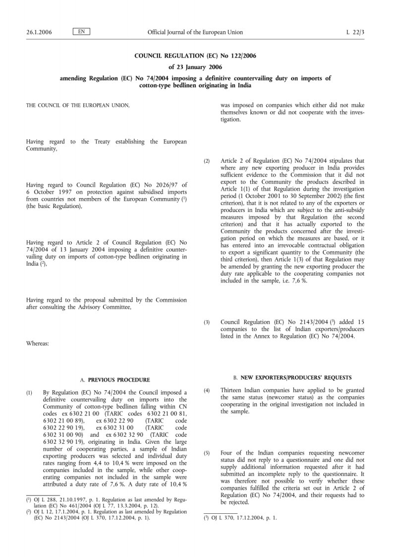 限制全氟辛烷磺酸基化合物生产、销售及使用的指令－PFOS-EC-122-2006